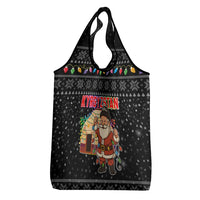 Kyrgyzstan Christmas Grocery Bag with Santa Decorating Yurt Colorful Lights Snowflakes and National - Wonder Print Shop