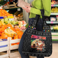 Kyrgyzstan Christmas Grocery Bag with Santa Decorating Yurt Colorful Lights Snowflakes and National - Wonder Print Shop