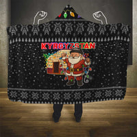 Kyrgyzstan Christmas Hooded Blanket with Santa Decorating Yurt Colorful Lights Snowflakes and National - Wonder Print Shop
