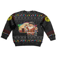 Kyrgyzstan Christmas Kid Ugly Christmas Sweater with Santa Decorating Yurt Colorful Lights Snowflakes and National - Wonder Print Shop