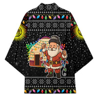 Kyrgyzstan Christmas Kimono with Santa Decorating Yurt Colorful Lights Snowflakes and National - Wonder Print Shop