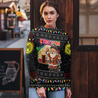 Kyrgyzstan Christmas Ugly Christmas Sweater with Santa Decorating Yurt Colorful Lights Snowflakes and National - Wonder Print Shop
