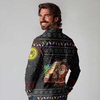 Kyrgyzstan Christmas Long Sleeve Polo Shirt with Santa Decorating Yurt Colorful Lights Snowflakes and National - Wonder Print Shop