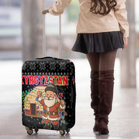 Kyrgyzstan Christmas Luggage Cover with Santa Decorating Yurt Colorful Lights Snowflakes and National - Wonder Print Shop