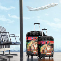 Kyrgyzstan Christmas Luggage Cover with Santa Decorating Yurt Colorful Lights Snowflakes and National - Wonder Print Shop