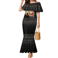 Kyrgyzstan Christmas Mermaid Dress with Santa Decorating Yurt Colorful Lights Snowflakes and National - Wonder Print Shop