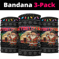 Kyrgyzstan Christmas Neck Gaiter with Santa Decorating Yurt Colorful Lights Snowflakes and National - Wonder Print Shop