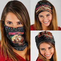 Kyrgyzstan Christmas Neck Gaiter with Santa Decorating Yurt Colorful Lights Snowflakes and National - Wonder Print Shop