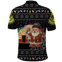 Kyrgyzstan Christmas Polo Shirt with Santa Decorating Yurt Colorful Lights Snowflakes and National - Wonder Print Shop