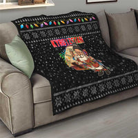 Kyrgyzstan Christmas Quilt with Santa Decorating Yurt Colorful Lights Snowflakes and National - Wonder Print Shop