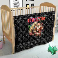 Kyrgyzstan Christmas Quilt with Santa Decorating Yurt Colorful Lights Snowflakes and National - Wonder Print Shop