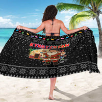 Kyrgyzstan Christmas Sarong with Santa Decorating Yurt Colorful Lights Snowflakes and National - Wonder Print Shop