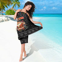 Kyrgyzstan Christmas Sarong with Santa Decorating Yurt Colorful Lights Snowflakes and National - Wonder Print Shop