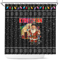 Kyrgyzstan Christmas Shower Curtain with Santa Decorating Yurt Colorful Lights Snowflakes and National - Wonder Print Shop