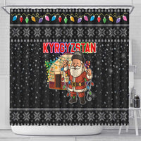 Kyrgyzstan Christmas Shower Curtain with Santa Decorating Yurt Colorful Lights Snowflakes and National - Wonder Print Shop