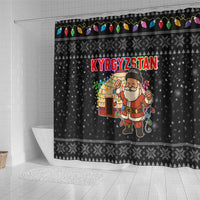 Kyrgyzstan Christmas Shower Curtain with Santa Decorating Yurt Colorful Lights Snowflakes and National - Wonder Print Shop