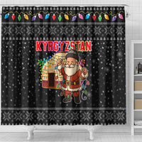 Kyrgyzstan Christmas Shower Curtain with Santa Decorating Yurt Colorful Lights Snowflakes and National - Wonder Print Shop