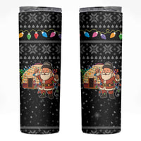 Kyrgyzstan Christmas Skinny Tumbler with Santa Decorating Yurt Colorful Lights Snowflakes and National - Wonder Print Shop