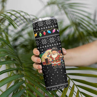 Kyrgyzstan Christmas Skinny Tumbler with Santa Decorating Yurt Colorful Lights Snowflakes and National - Wonder Print Shop