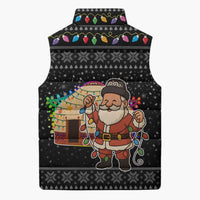 Kyrgyzstan Christmas Sleeveless Puffer Jacket with Santa Decorating Yurt Colorful Lights Snowflakes and National - Wonder Print Shop