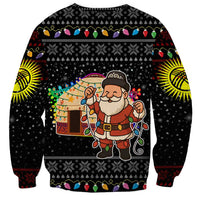 Kyrgyzstan Christmas Sweatshirt with Santa Decorating Yurt Colorful Lights Snowflakes and National - Wonder Print Shop