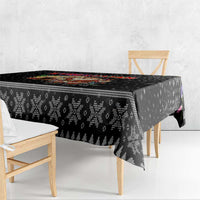 Kyrgyzstan Christmas Tablecloth with Santa Decorating Yurt Colorful Lights Snowflakes and National - Wonder Print Shop