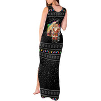 Kyrgyzstan Christmas Tank Maxi Dress with Santa Decorating Yurt Colorful Lights Snowflakes and National - Wonder Print Shop