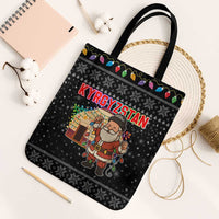 Kyrgyzstan Christmas Tote Bag with Santa Decorating Yurt Colorful Lights Snowflakes and National - Wonder Print Shop