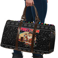 Kyrgyzstan Christmas Travel Bag with Santa Decorating Yurt Colorful Lights Snowflakes and National - Wonder Print Shop