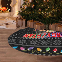 Kyrgyzstan Christmas Tree Skirt with Santa Decorating Yurt Colorful Lights Snowflakes and National - Wonder Print Shop