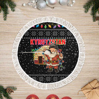 Kyrgyzstan Christmas Tree Skirt with Santa Decorating Yurt Colorful Lights Snowflakes and National - Wonder Print Shop