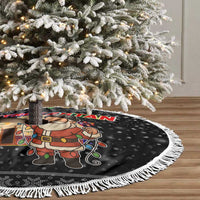 Kyrgyzstan Christmas Tree Skirt with Santa Decorating Yurt Colorful Lights Snowflakes and National - Wonder Print Shop