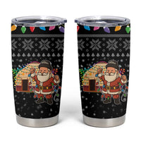 Kyrgyzstan Christmas Tumbler Cup with Santa Decorating Yurt Colorful Lights Snowflakes and National - Wonder Print Shop