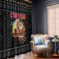 Kyrgyzstan Christmas Window Curtain with Santa Decorating Yurt Colorful Lights Snowflakes and National - Wonder Print Shop