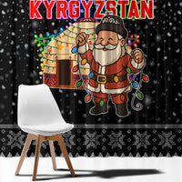 Kyrgyzstan Christmas Window Curtain with Santa Decorating Yurt Colorful Lights Snowflakes and National - Wonder Print Shop