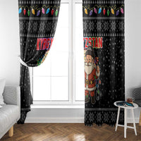 Kyrgyzstan Christmas Window Curtain with Santa Decorating Yurt Colorful Lights Snowflakes and National - Wonder Print Shop
