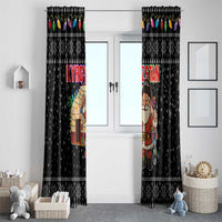 Kyrgyzstan Christmas Window Curtain with Santa Decorating Yurt Colorful Lights Snowflakes and National - Wonder Print Shop