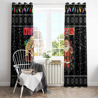 Kyrgyzstan Christmas Window Curtain with Santa Decorating Yurt Colorful Lights Snowflakes and National - Wonder Print Shop