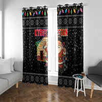 Kyrgyzstan Christmas Window Curtain with Santa Decorating Yurt Colorful Lights Snowflakes and National - Wonder Print Shop