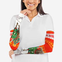 Kyrgyzstan Christmas Arm Sleeves with Mountain Goat in Festive Red Snowflake Pattern and Holiday Tree - Wonder Print Shop