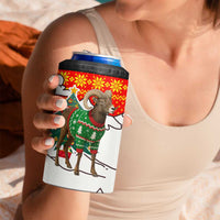Kyrgyzstan Christmas 4 in 1 Can Cooler Tumbler with Mountain Goat in Festive Red Snowflake Pattern and Holiday Tree - Wonder Print Shop