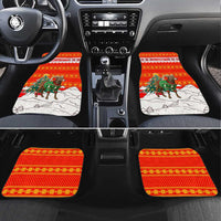 Kyrgyzstan Christmas Car Mats with Mountain Goat in Festive Red Snowflake Pattern and Holiday Tree - Wonder Print Shop