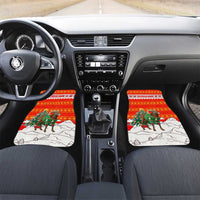 Kyrgyzstan Christmas Car Mats with Mountain Goat in Festive Red Snowflake Pattern and Holiday Tree - Wonder Print Shop