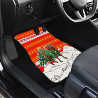 Kyrgyzstan Christmas Car Mats with Mountain Goat in Festive Red Snowflake Pattern and Holiday Tree - Wonder Print Shop