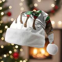 Kyrgyzstan Christmas Santa Hat with Mountain Goat in Festive Red Snowflake Pattern and Holiday Tree - Wonder Print Shop