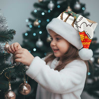 Kyrgyzstan Christmas Santa Hat with Mountain Goat in Festive Red Snowflake Pattern and Holiday Tree - Wonder Print Shop