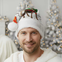 Kyrgyzstan Christmas Santa Hat with Mountain Goat in Festive Red Snowflake Pattern and Holiday Tree - Wonder Print Shop