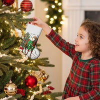 Kyrgyzstan Christmas Stocking with Mountain Goat in Festive Red Snowflake Pattern and Holiday Tree - Wonder Print Shop