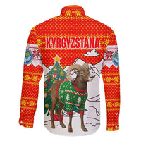 Kyrgyzstan Christmas Family Matching Short Sleeve Bodycon Dress and Hawaiian Shirt with Mountain Goat in Festive Red Snowflake Pattern and Holiday Tree - Wonder Print Shop