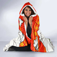 Kyrgyzstan Christmas Hooded Blanket with Mountain Goat in Festive Red Snowflake Pattern and Holiday Tree - Wonder Print Shop